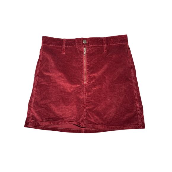 Madewll stretch denim straight corduroy zip maroon mini skirt womens 27 y2k - Picture 1 of 7